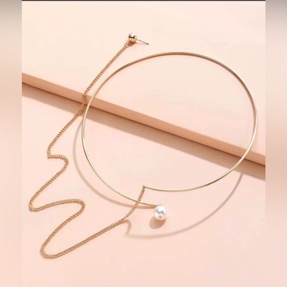 ✨NEW✨Elegant Gold Pearl Necklace earring choker - Picture 3 of 3